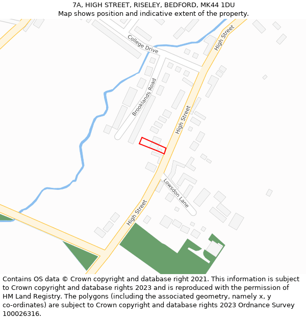 7A, HIGH STREET, RISELEY, BEDFORD, MK44 1DU: Location map and indicative extent of plot