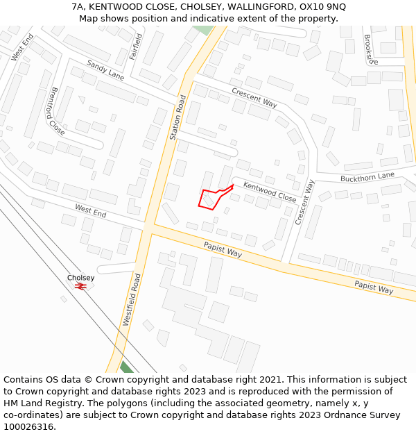 7A, KENTWOOD CLOSE, CHOLSEY, WALLINGFORD, OX10 9NQ: Location map and indicative extent of plot