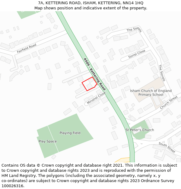 7A, KETTERING ROAD, ISHAM, KETTERING, NN14 1HQ: Location map and indicative extent of plot