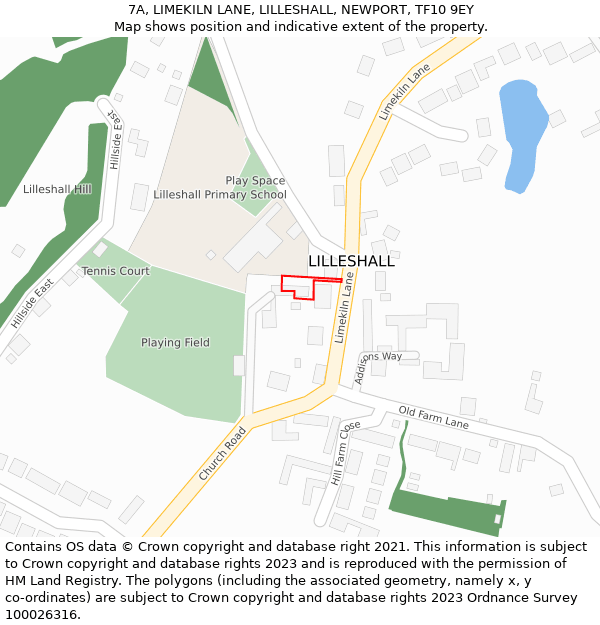 7A, LIMEKILN LANE, LILLESHALL, NEWPORT, TF10 9EY: Location map and indicative extent of plot