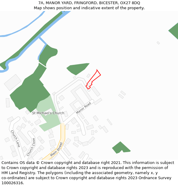 7A, MANOR YARD, FRINGFORD, BICESTER, OX27 8DQ: Location map and indicative extent of plot