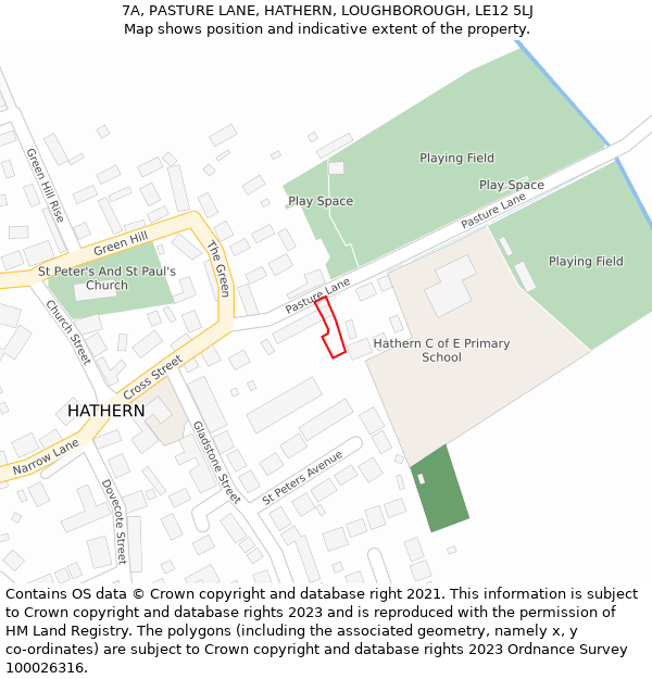 7A, PASTURE LANE, HATHERN, LOUGHBOROUGH, LE12 5LJ: Location map and indicative extent of plot