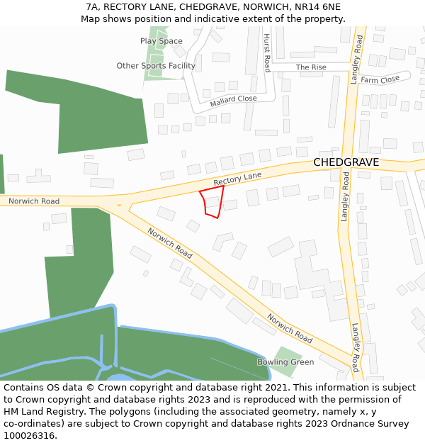 7A, RECTORY LANE, CHEDGRAVE, NORWICH, NR14 6NE: Location map and indicative extent of plot