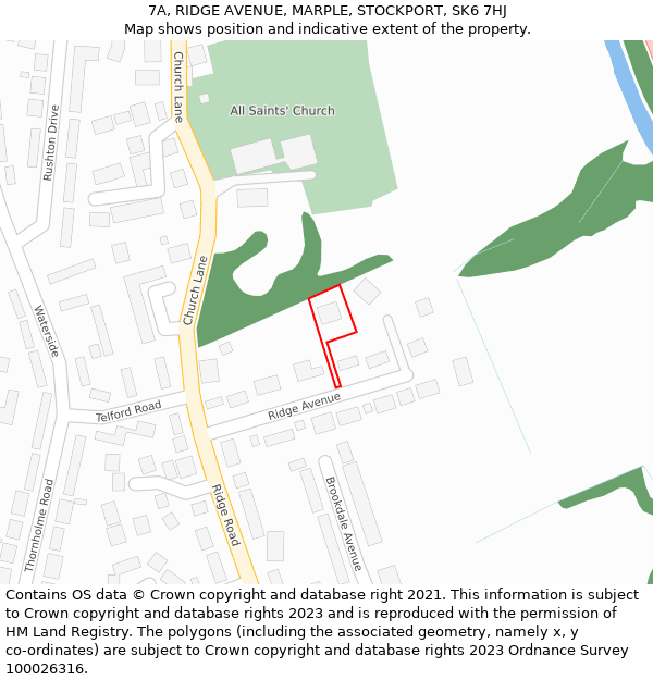 7A, RIDGE AVENUE, MARPLE, STOCKPORT, SK6 7HJ: Location map and indicative extent of plot