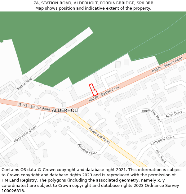 7A, STATION ROAD, ALDERHOLT, FORDINGBRIDGE, SP6 3RB: Location map and indicative extent of plot