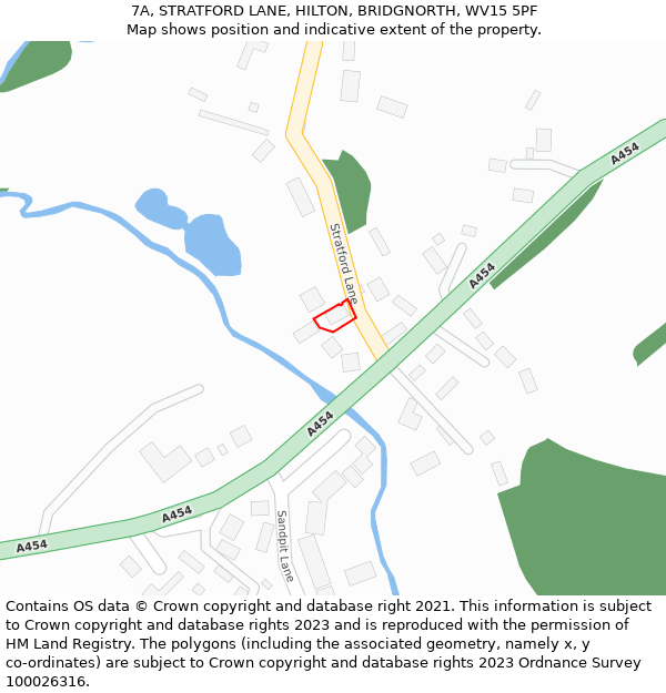 7A, STRATFORD LANE, HILTON, BRIDGNORTH, WV15 5PF: Location map and indicative extent of plot