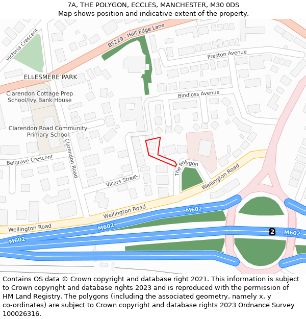 7A, THE POLYGON, ECCLES, MANCHESTER, M30 0DS: Location map and indicative extent of plot