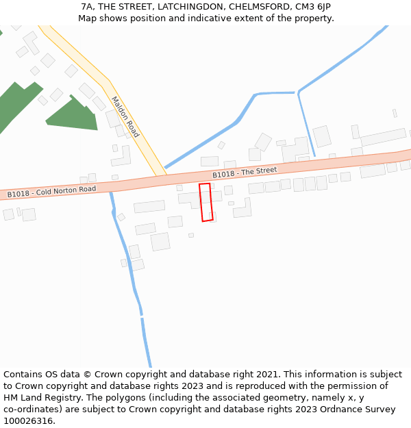 7A, THE STREET, LATCHINGDON, CHELMSFORD, CM3 6JP: Location map and indicative extent of plot