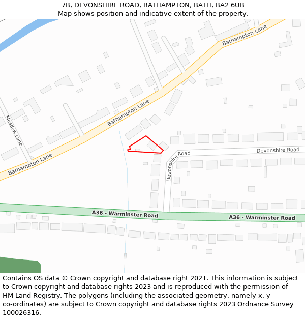 7B, DEVONSHIRE ROAD, BATHAMPTON, BATH, BA2 6UB: Location map and indicative extent of plot