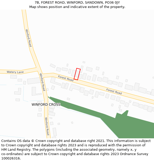 7B, FOREST ROAD, WINFORD, SANDOWN, PO36 0JY: Location map and indicative extent of plot