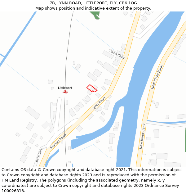 7B, LYNN ROAD, LITTLEPORT, ELY, CB6 1QG: Location map and indicative extent of plot