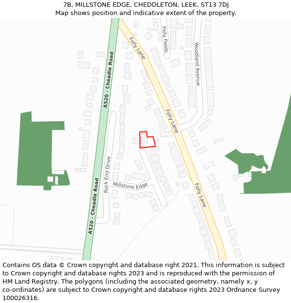 7B, MILLSTONE EDGE, CHEDDLETON, LEEK, ST13 7DJ: Location map and indicative extent of plot