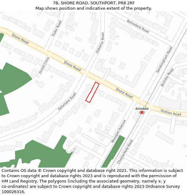 7B, SHORE ROAD, SOUTHPORT, PR8 2RF: Location map and indicative extent of plot