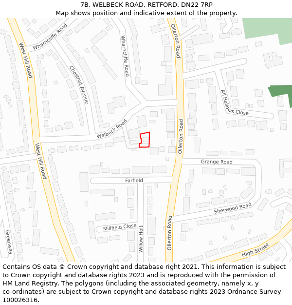 7B, WELBECK ROAD, RETFORD, DN22 7RP: Location map and indicative extent of plot