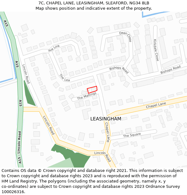 7C, CHAPEL LANE, LEASINGHAM, SLEAFORD, NG34 8LB: Location map and indicative extent of plot