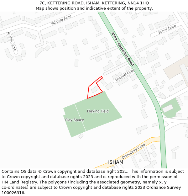 7C, KETTERING ROAD, ISHAM, KETTERING, NN14 1HQ: Location map and indicative extent of plot