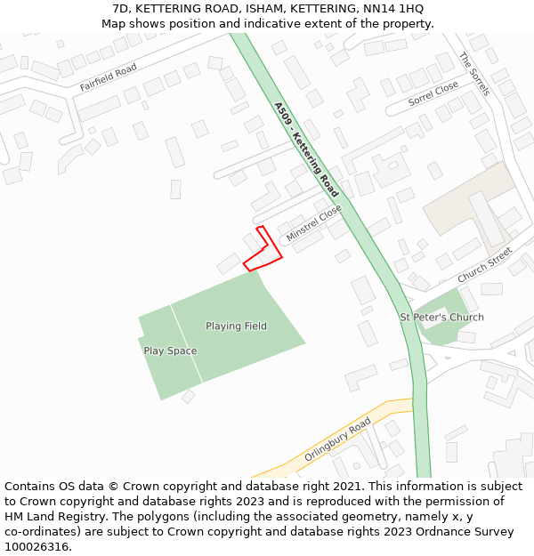 7D, KETTERING ROAD, ISHAM, KETTERING, NN14 1HQ: Location map and indicative extent of plot