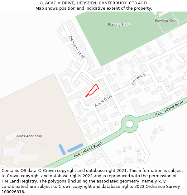 8, ACACIA DRIVE, HERSDEN, CANTERBURY, CT3 4GD: Location map and indicative extent of plot