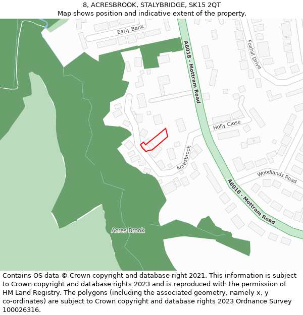 8, ACRESBROOK, STALYBRIDGE, SK15 2QT: Location map and indicative extent of plot
