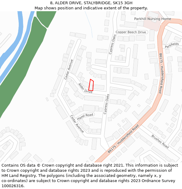 8, ALDER DRIVE, STALYBRIDGE, SK15 3GH: Location map and indicative extent of plot