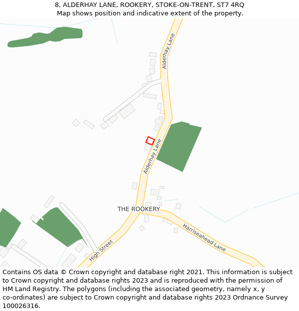 8, ALDERHAY LANE, ROOKERY, STOKE-ON-TRENT, ST7 4RQ: Location map and indicative extent of plot