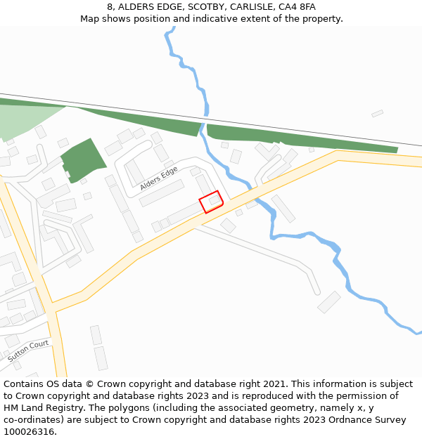8, ALDERS EDGE, SCOTBY, CARLISLE, CA4 8FA: Location map and indicative extent of plot