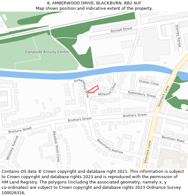 8, AMBERWOOD DRIVE, BLACKBURN, BB2 4UF: Location map and indicative extent of plot