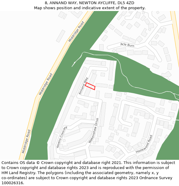8, ANNAND WAY, NEWTON AYCLIFFE, DL5 4ZD: Location map and indicative extent of plot