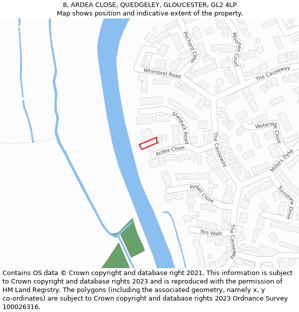 8, ARDEA CLOSE, QUEDGELEY, GLOUCESTER, GL2 4LP: Location map and indicative extent of plot