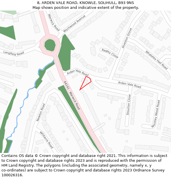 8, ARDEN VALE ROAD, KNOWLE, SOLIHULL, B93 9NS: Location map and indicative extent of plot