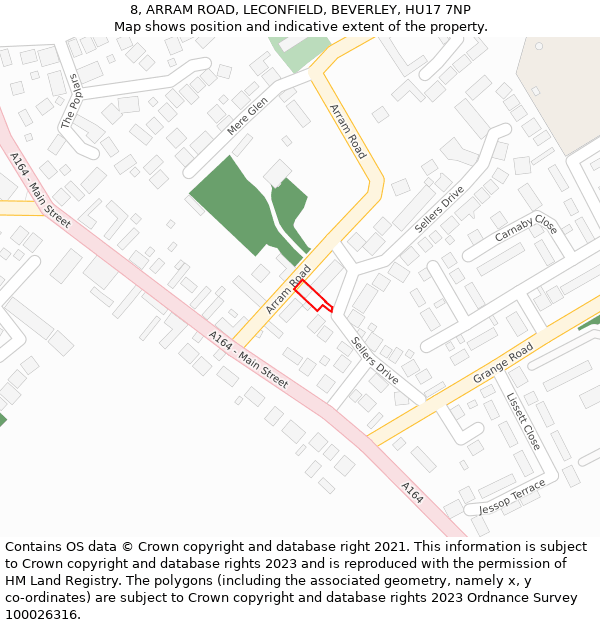 8, ARRAM ROAD, LECONFIELD, BEVERLEY, HU17 7NP: Location map and indicative extent of plot