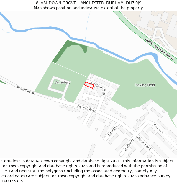 8, ASHDOWN GROVE, LANCHESTER, DURHAM, DH7 0JS: Location map and indicative extent of plot