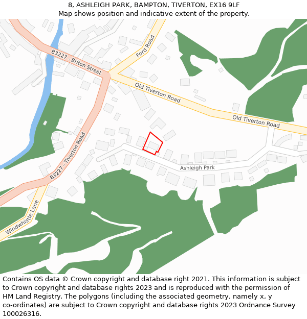 8, ASHLEIGH PARK, BAMPTON, TIVERTON, EX16 9LF: Location map and indicative extent of plot