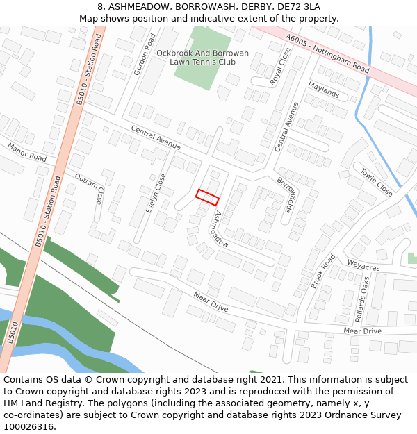 8, ASHMEADOW, BORROWASH, DERBY, DE72 3LA: Location map and indicative extent of plot