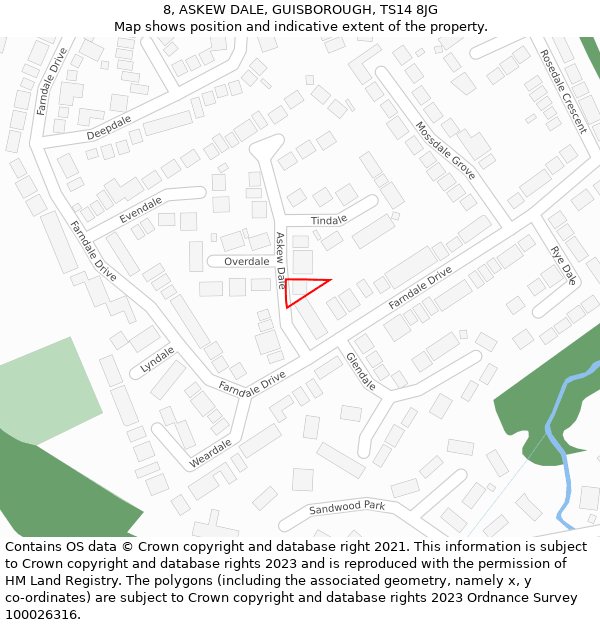 8, ASKEW DALE, GUISBOROUGH, TS14 8JG: Location map and indicative extent of plot