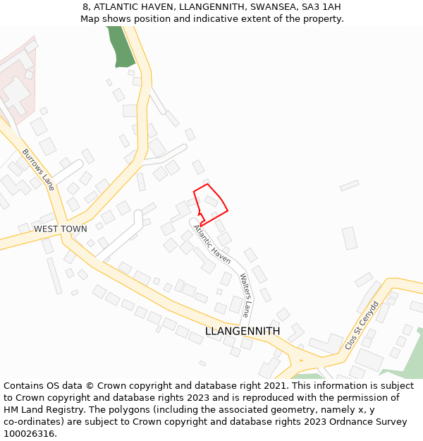 8, ATLANTIC HAVEN, LLANGENNITH, SWANSEA, SA3 1AH: Location map and indicative extent of plot