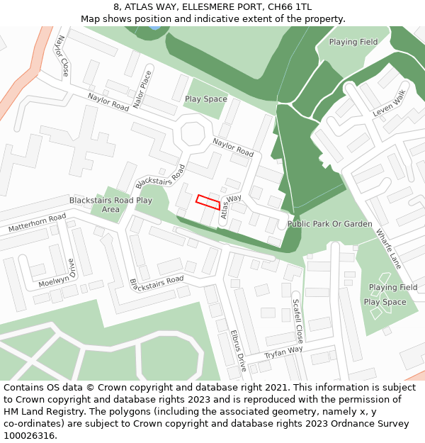 8, ATLAS WAY, ELLESMERE PORT, CH66 1TL: Location map and indicative extent of plot