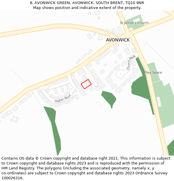 8, AVONWICK GREEN, AVONWICK, SOUTH BRENT, TQ10 9NR: Location map and indicative extent of plot