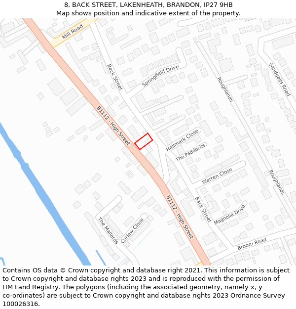8, BACK STREET, LAKENHEATH, BRANDON, IP27 9HB: Location map and indicative extent of plot