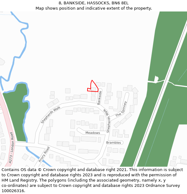 8, BANKSIDE, HASSOCKS, BN6 8EL: Location map and indicative extent of plot