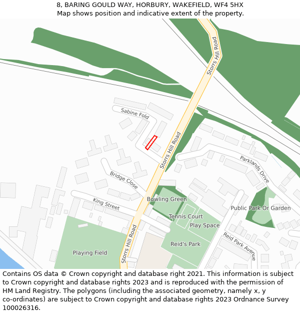 8, BARING GOULD WAY, HORBURY, WAKEFIELD, WF4 5HX: Location map and indicative extent of plot