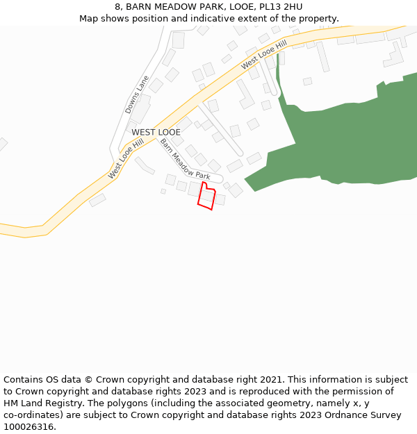 8, BARN MEADOW PARK, LOOE, PL13 2HU: Location map and indicative extent of plot