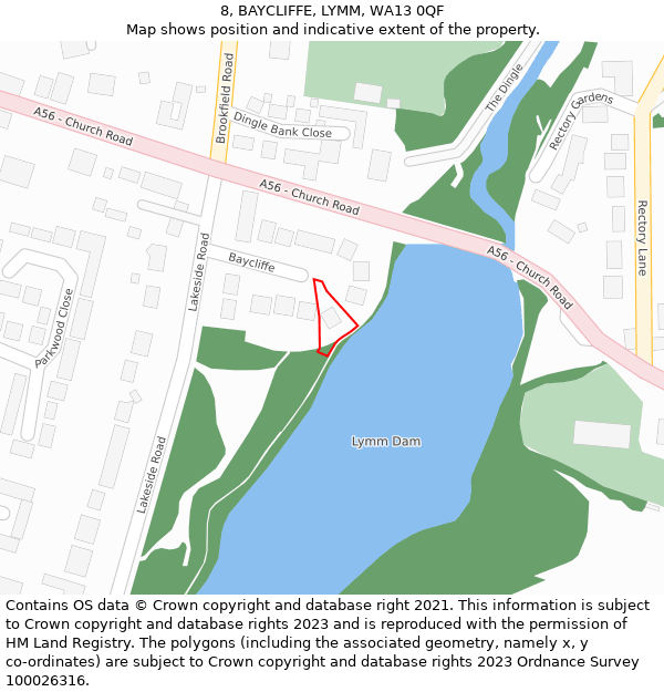 8, BAYCLIFFE, LYMM, WA13 0QF: Location map and indicative extent of plot