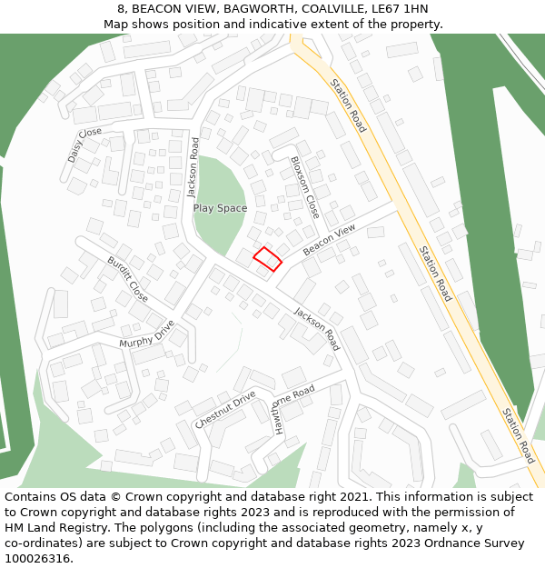 8, BEACON VIEW, BAGWORTH, COALVILLE, LE67 1HN: Location map and indicative extent of plot