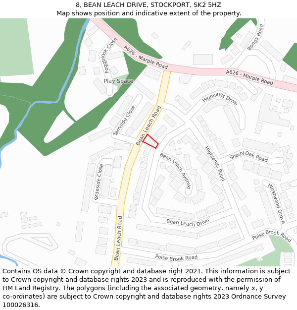 8, BEAN LEACH DRIVE, STOCKPORT, SK2 5HZ: Location map and indicative extent of plot