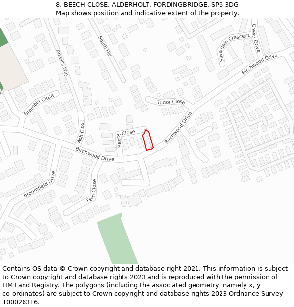 8, BEECH CLOSE, ALDERHOLT, FORDINGBRIDGE, SP6 3DG: Location map and indicative extent of plot