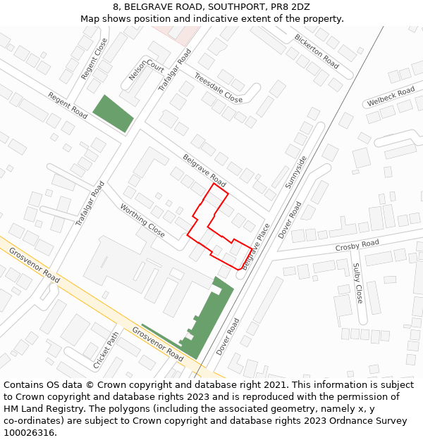 8, BELGRAVE ROAD, SOUTHPORT, PR8 2DZ: Location map and indicative extent of plot