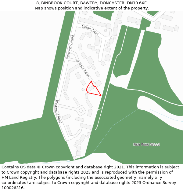 8, BINBROOK COURT, BAWTRY, DONCASTER, DN10 6XE: Location map and indicative extent of plot