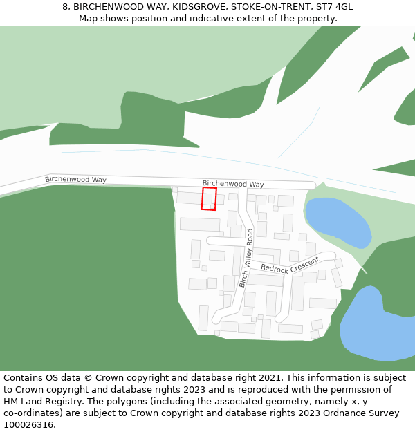 8, BIRCHENWOOD WAY, KIDSGROVE, STOKE-ON-TRENT, ST7 4GL: Location map and indicative extent of plot