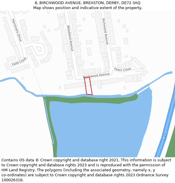 8, BIRCHWOOD AVENUE, BREASTON, DERBY, DE72 3AQ: Location map and indicative extent of plot